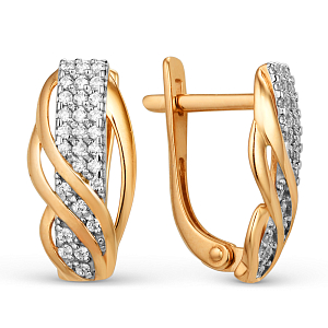 Серьги из красного золота с фианитами