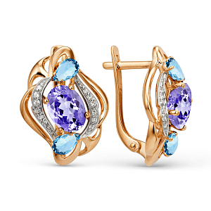 Серьги из красного золота с swiss топазами