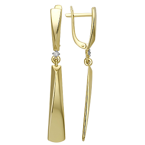 Серьги из желтого золота с фианитами