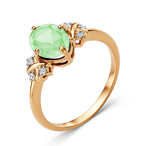 Кольцо из красного золота с хризолитом