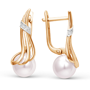 Серьги из красного золота с фианитами