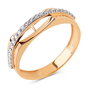 Кольцо из красного золота с фианитами