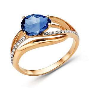 Кольцо из красного золота с корундом