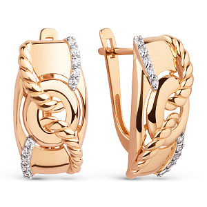 Серьги из красного золота с фианитами