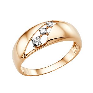 Кольцо из красного золота с фианитами