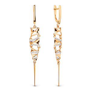 Серьги из красного золота с фианитами