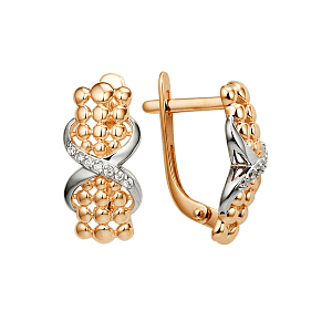 Серьги из красного золота с фианитами