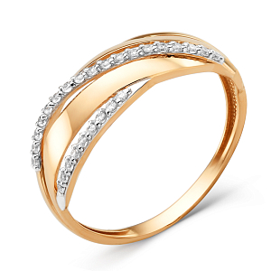 Кольцо из красного золота с фианитами