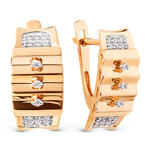 Серьги из красного золота с фианитами