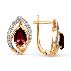 Серьги из красного золота с гранатами