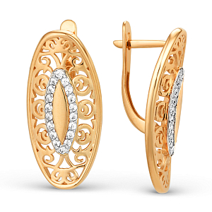 Серьги из красного золота с фианитами