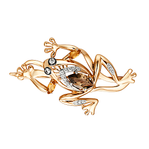 Брошь из красного золота с раухтопазом