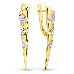 Серьги из желтого золота с фианитами