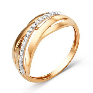 Кольцо из красного золота с фианитами