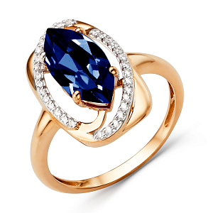 Кольцо из красного золота с корундом