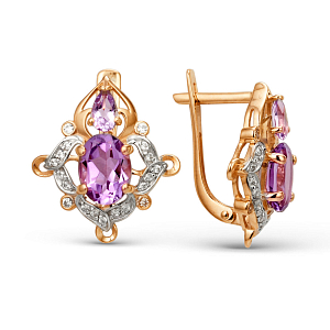 Серьги из красного золота с аметистами
