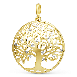 Подвеска из желтого золота с фианитами