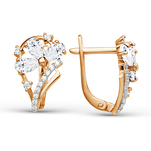 Серьги из красного золота с фианитами