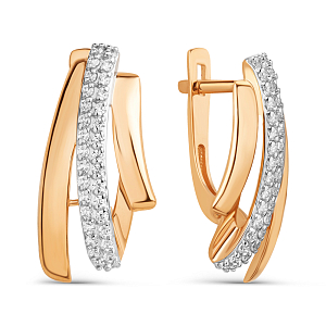 Серьги из красного золота с фианитами