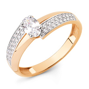 Кольцо из красного золота с фианитами