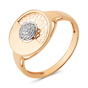 Кольцо из красного золота с фианитами