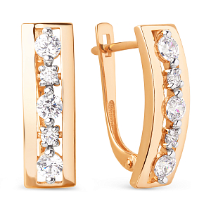 Серьги из красного золота с фианитами