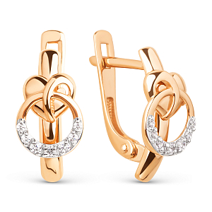 Серьги из красного золота с фианитами