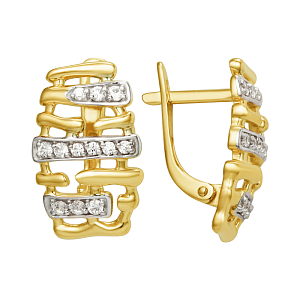 Серьги из желтого золота с фианитами