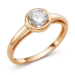 Кольцо из красного золота с фианитом