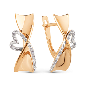 Серьги из красного золота с фианитами