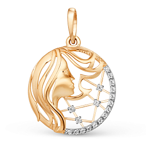 Подвеска из красного золота с фианитами