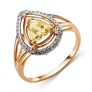 Кольцо из красного золота с цитрином