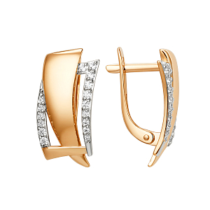 Серьги из красного золота с фианитами