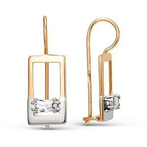 Серьги из красного золота с фианитами