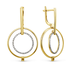 Серьги из желтого золота с фианитами