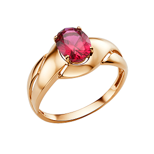 Кольцо из красного золота с корундом