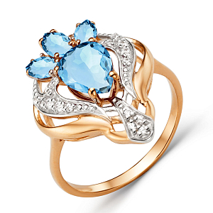 Кольцо из красного золота с swiss топазами