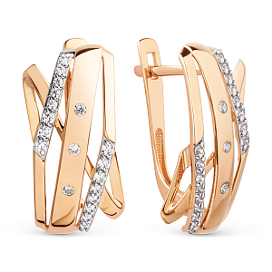 Серьги из красного золота с фианитами