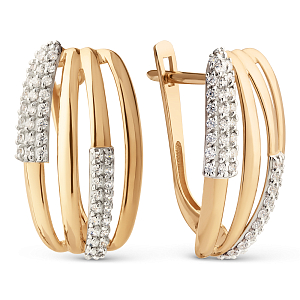 Серьги из красного золота с фианитами