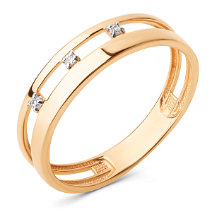 Кольцо из красного золота с фианитами