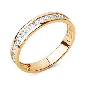 Кольцо из красного золота с фианитами