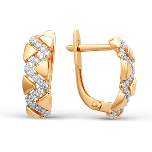 Серьги из красного золота с фианитами