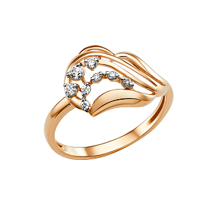 Кольцо из красного золота с фианитами