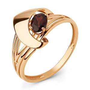 Кольцо из красного золота с гранатом