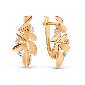 Серьги из красного золота с фианитами