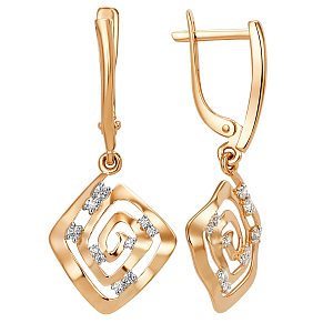 Серьги из красного золота с фианитами