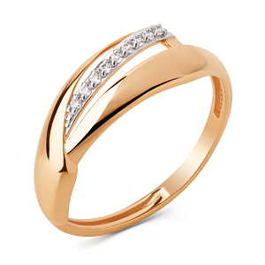 Кольцо из красного золота с фианитами