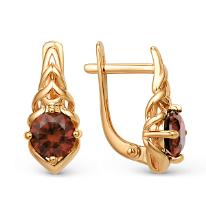 Серьги из красного золота с гранатами
