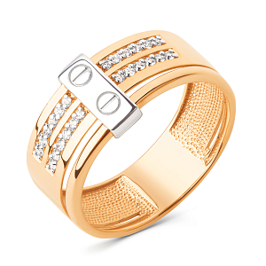 Кольцо из красного золота с фианитами