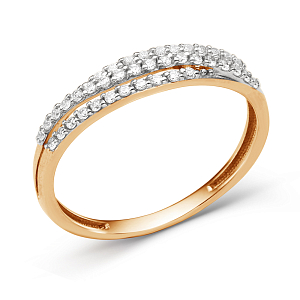 Кольцо из красного золота с фианитами